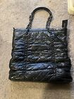 CHANEL Lambskin Black Tote Handbag Sharpei Quilted  Chain Authentic