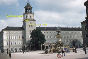 1955 Glockenspiel Clock Tower Courtyard Salzberg Austria Red Border 35mm Slide