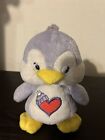 8” Care Bear Plush  Purple Cousins Cozy Heart Penguin 2003 Stuffed Animal Toy