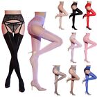Womens Pantyhose With Garter High Waist Tights Silky Thigh High Stockings Lace