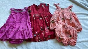 Tea Collection Baby Girl Summer Dress & Romper LOT 6-9-12-18 m