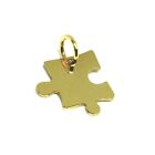18K YELLOW  GOLD CHARM PENDANT, SMALL 10mm PUZZLE PIECE, FLAT, MADE IN ITALY