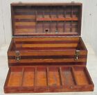 Vintage HANDMADE Exotic WOOD TACKLE BOX Many Compartments/Removable Tray AMAZING