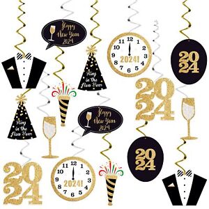 , Happy New Year Hanging Swirls 2024 – Pack of 30, NO DIY | Happy New Year De...