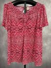Faded Glory Women's Plus Size 3X Red Short Sleeve Blouse