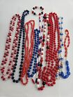 Vintage Estate Lot Of 9 Necklaces Red White And Blue And 1 Bracelet