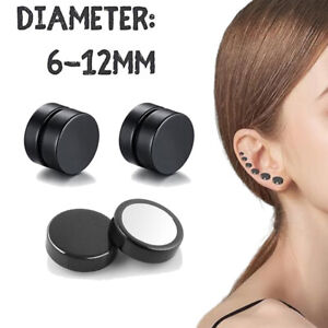 6/12MM Magnetic Non Piercing Stud Clip On Cheater Fake Earrings For Men Women