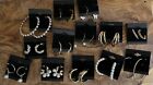 Lot Of 13 Pairs Of Earrings Gold Tone Faux Pearl Mixed All Hoops New On Cards