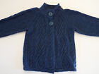 Inis Crafts Ireland Blue 100% Merino Wool Cable Knit Cardigan Sweater Women Sz S