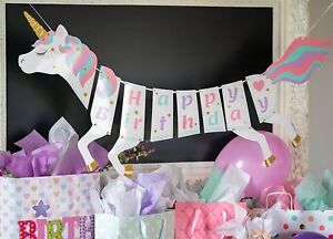 Unicorn Happy Birthday Banner Cute Decoration Party Supplies US SELLER SHIP FAST