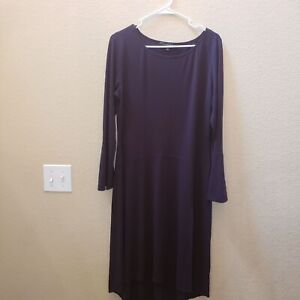 Adrianna Womens Sz 12 Long Sleeve Midi Dress Dark Purple
