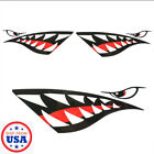 Pair Shark Mouth Warhawk Aircrarft Decal Stickers Skateboard Kayak Fishing Boat