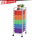 10- Rainbow Color Plastic Drawer Metal Craft Storage Rolling Cart W/ Wheels