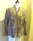 Pamela McCoy Gold Leather Coat Jacket Blazer Size 1X Extra Large Vintage
