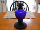 Vintage Cobalt Blue Glass Oil Kerosene Lamp Antique 7.5