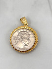 Vermeil Sterling Silver Twisted Gold Coin Pendant Bezel For 24.8mm Coins 3 Prong