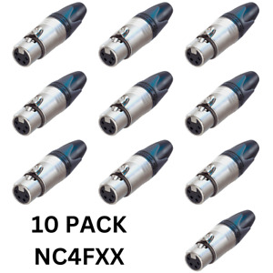 Lot of 10 Neutrik NC4FXX Female XLR 4-Pin Connectors Nickel with Silver Contacts