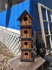 BIRDHOUSE: Rustic 4 Entry Way Wood Cabin Bird House - NICE!