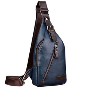 Leather Sling Bag Crossbody Backpack Daypack for Men Women Outdoor Travel Cam...