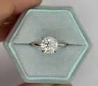 Diamond Engagement Ring AGI Certified VS1 F 3 Ct Round labcreated 14K White Gold