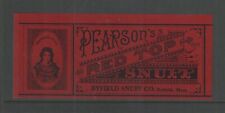 1930s PEARSONS RED TOP SNUFF BYFIELD SNUFF CO BYFIELD MASS Unused LABEL
