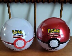 Set Of 2 Pokemon Poke Ball Tins ( Sealed) Each With 3 Booster Packs And 1 Coin