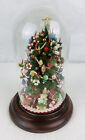 Vintage Christmas Tree Bumpy Chenille Glass Cloaked Dome 7.5” Heavily Decorated
