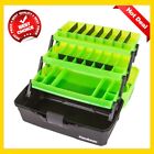 Large Fishing Tackle Box With 3 Tray Full Travel Holder Pack Handle-Lockin Green