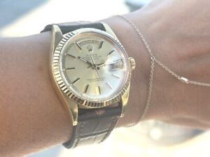 Rolex 18K Yellow Gold Day-Date 36 MM W/ Brown Strap  Watch 1803