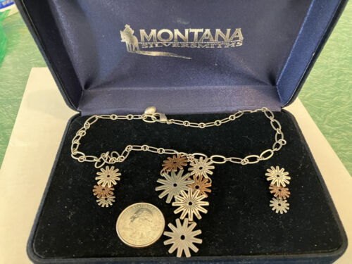 Montana Silversmith Sunburst Necklace And Pierced Earring Set w/orig box