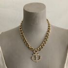 ANCHOR NECKLACE  18 INCHES LONG IN GOLD COLOR-RHINESTONES-ONE OF A KIND-STUNNING
