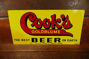 Vintage 1950s Cook’s Goldblume Beer Evansville, IN Double Sided Advertising Sign