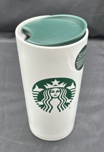 Starbucks 2023 Ceramic Travel Coffee Mug Tumbler White 12 Oz Lid Mermaid Siren