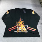 New Hood By Air Shirt Mens Extra Large Ablaze Hockey Box Logo Stripe Flames HBA