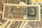 50 REICHSMARK NAZI GERMANY CURRENCY GERMAN BANKNOTE NOTE MONEY BILL SWASTIKA WW2