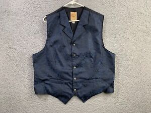 Wah Maker Vest Mens XL Blue Paisley Waist Coat Western Frontier Cowboy 1800s