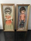 Vtg Ozz Franca Art Pictures BIG EYES Sad Eyes Boy With Cat And Girl Lot Of 2