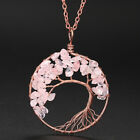 Pendant Necklace Natural Gemstone Tree of Life 7 Chakra Healing Crystal Charm