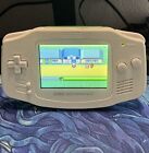 White Game Boy Advance with iPS Backlight Backlit LCD MOD And USB C Battery Mod.