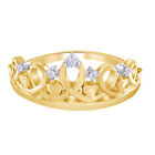 Round Simulated Diamond Princess Crown Ring 14K Yellow Gold