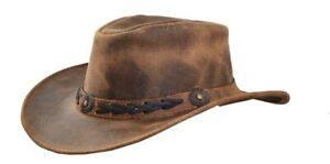 Men and Women Brown Genuine Leather Cowboy Western Hat