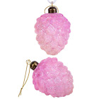 SET OF 2 Pink Pinecones Ornaments, Glass Ornaments, Christmas Tree Decor 3.15
