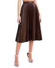 BCBG Faux-Leather Midi Skirt, Brown, Size M $298.00