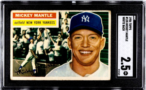 Mickey Mantle 1956 Topps SGC 2.5 Baseball Card White Back New York Yankees #135