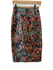 Vintage Gotcha Covered Size 4 Denim Pencil Skirt Women's Aztec 80s 90s Long