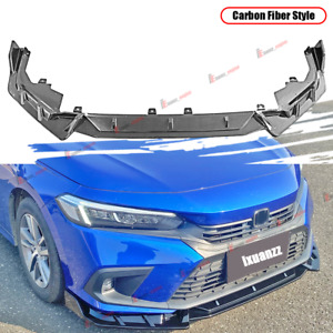 For 2023+ Honda Civic Hatchback Sedan Carbon Style Front Bumper Lip Splitter Kit