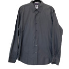 Gap Premium Men's Stripe Button Up Collar Stay Dress Shirt Size L Navy Blue