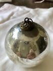 Antique Kugel Silver Mercury Heavy Glass Christmas Ornament with Baroque Cap