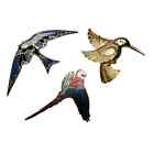 Birds Brooch Lot Bluebird Hummingbird Parrot 3 Pc Pins Cloisonne Wm Spear