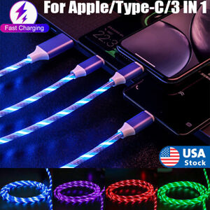 LED Light Up Fast Charging Charger Cable USB Cord For iPhone Android Type C